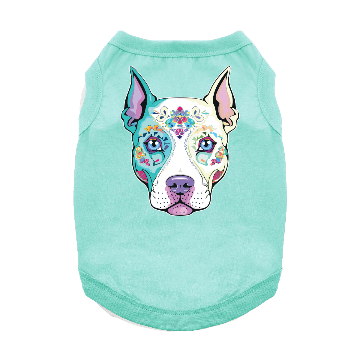 sugar-skull-teal-dog-Shirt