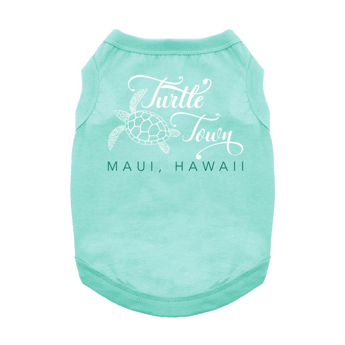 turtle-town-maui-hi-teal-dog-shirt